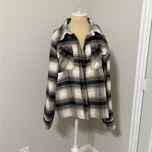 BB Dakota Black and Cream Plaid Shacket
